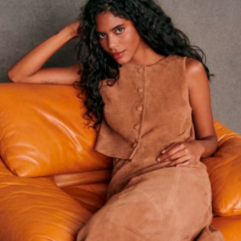 Sezane Brown Sleeveless Top